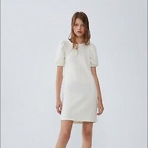 White puff sleeve Zara dress